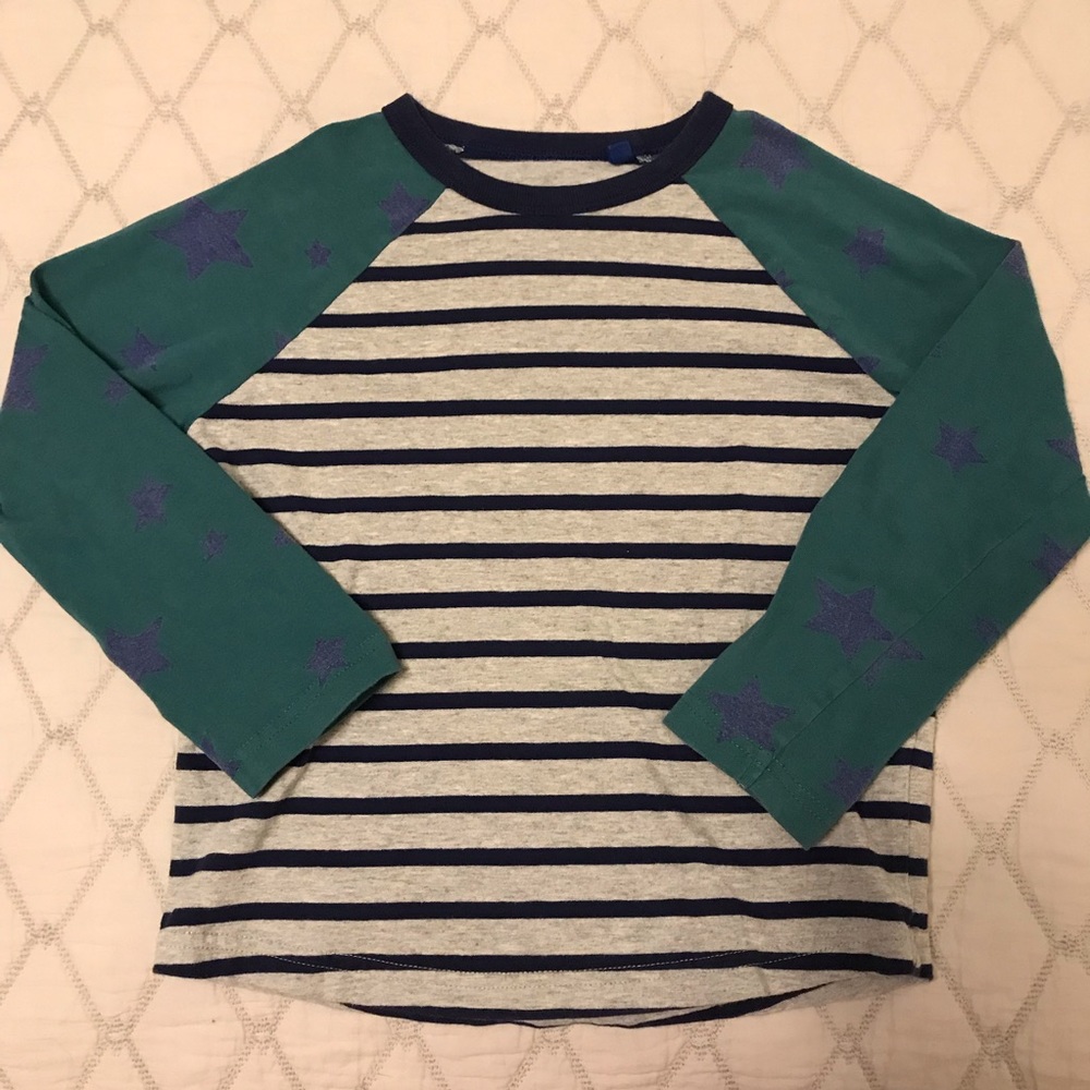 Mini Boden striped long sleev T shirt with stars!